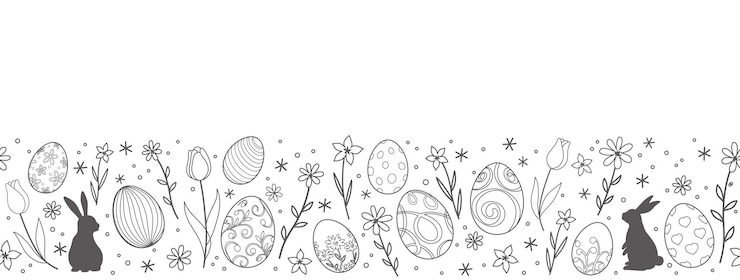 Kostenlose Vektor ostern, vektor, hintergrund, abbildung, mit, osterhasen, eier, blumen, und, a, text, space.