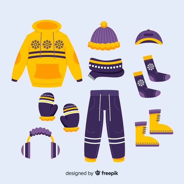 Outfit-Ideen für Wintertage in Gelb und Violett
