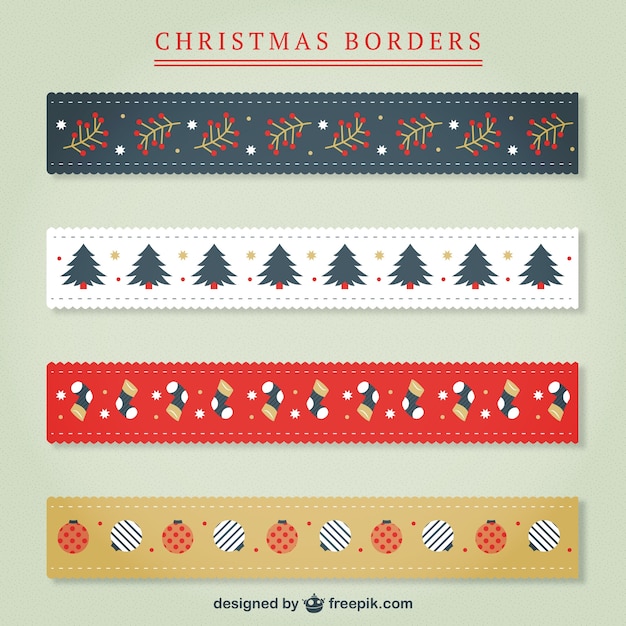 Kostenloser Vektor pack of christmas borders