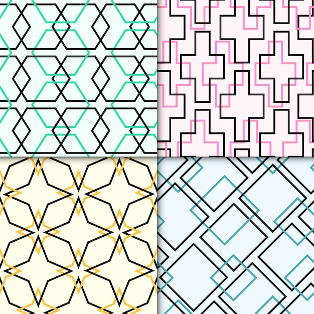 Packung mit bunten geometrisch gezeichneten Mustern