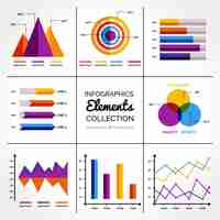 Kostenloser Vektor packung mit bunten infografik elemente