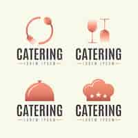 Kostenloser Vektor packung mit catering-logos mit farbverlauf