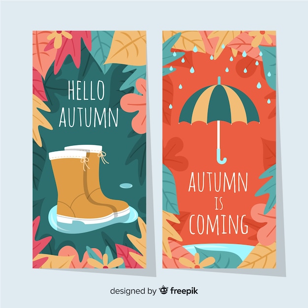 Packung mit flachen herbst-banner