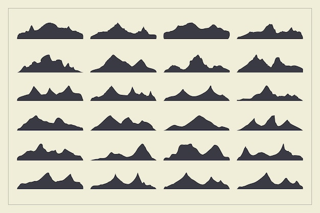 Packung mit hochgebirgigen bergsilhouetten-hintergrunddesigns