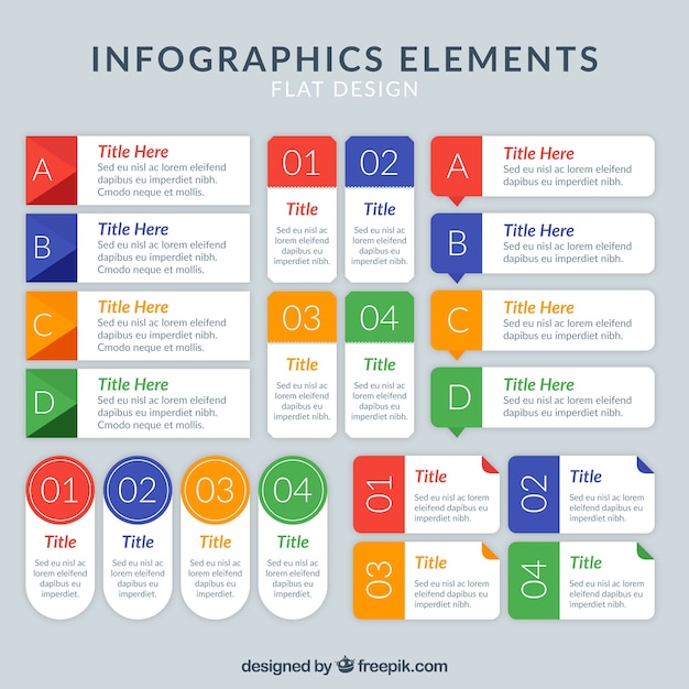 Packung mit infografik elemente mit farbigen details