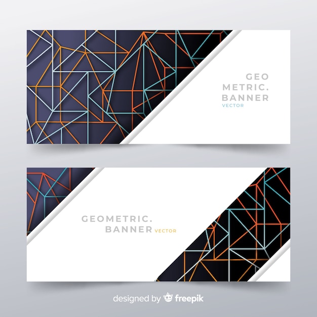 Packung mit modernen banner mit geometrischem design