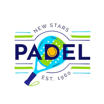Paddel-tennisclub-logo im handgezeichneten stil