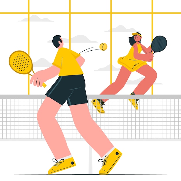 Kostenloser Vektor padel-tennis-konzeptillustration des flachen designs