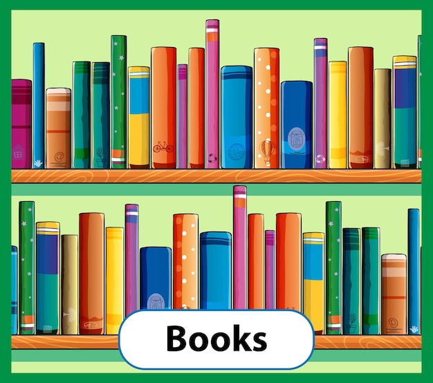 Pädagogische englische Wortkarte der Bücher