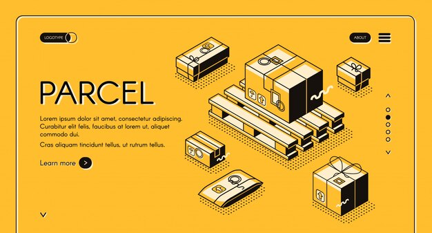 Paketzustellung und Postpost-Logistikillustration in der dünnen Linie Design.