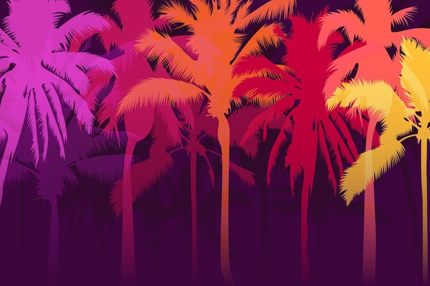 Kostenloser Vektor palm silhouetten hintergrund