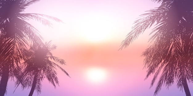 Palmen gegen eine Sonnenuntergangozeanlandschaft