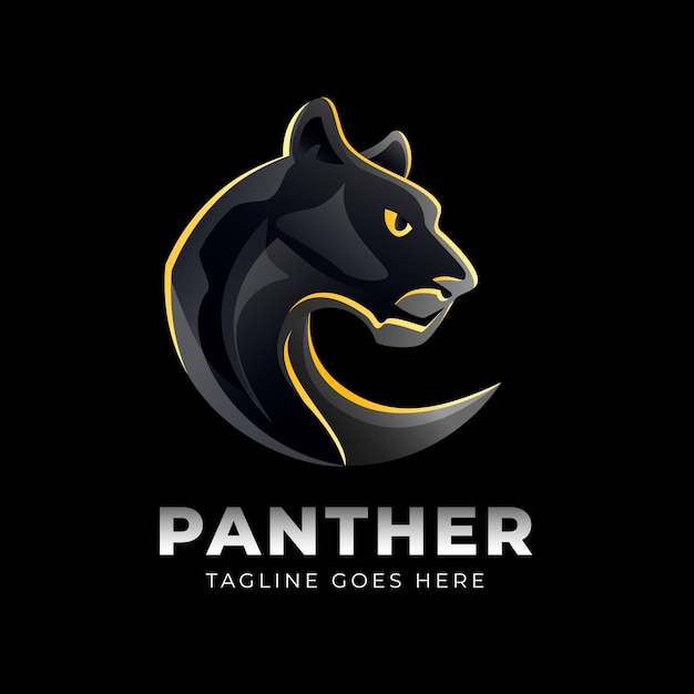 Kostenloser Vektor panther-logo mit farbverlauf