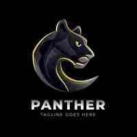 Kostenloser Vektor panther-logo mit farbverlauf