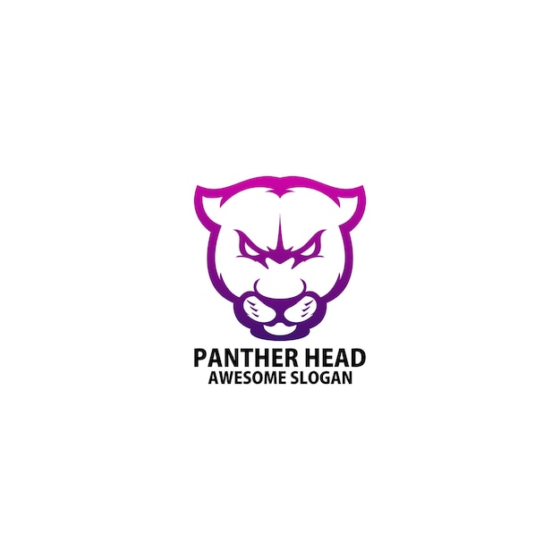 Pantherkopf-logo-design mit farbverlaufslinie