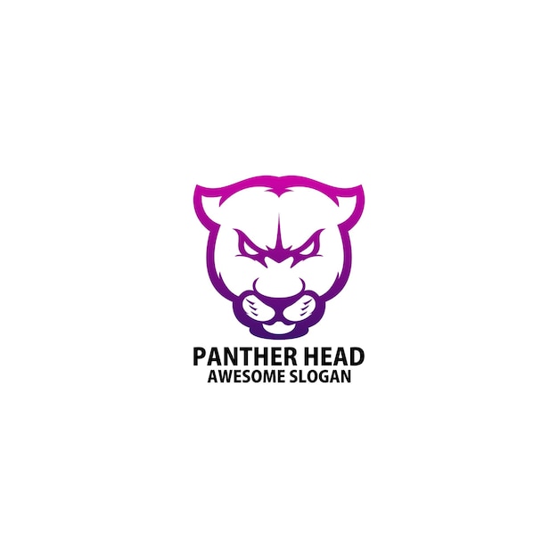 Kostenloser Vektor pantherkopf-logo-design mit farbverlaufslinie