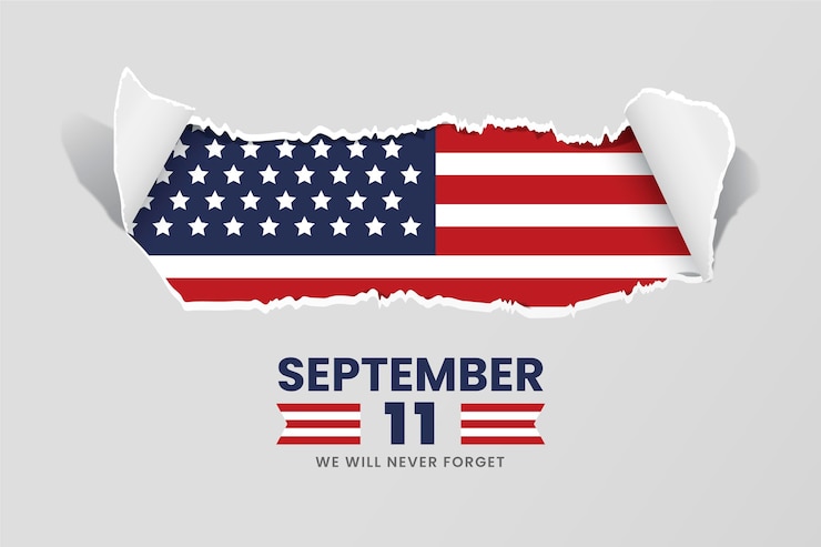 Kostenlose Vektor papierart 9.11 patriot-tageshintergrund