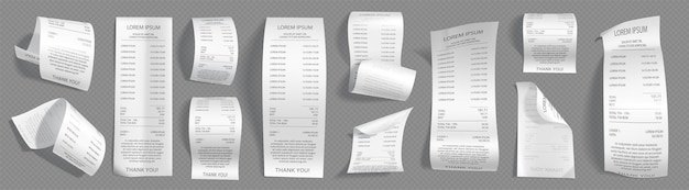 Kostenloser Vektor papierbelege bargeldschecks von zahlungen im geschäft
