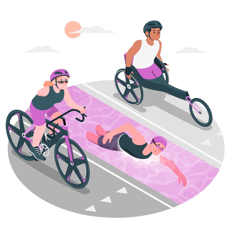Kostenlose Vektor paralympische triathlon-konzeptillustration