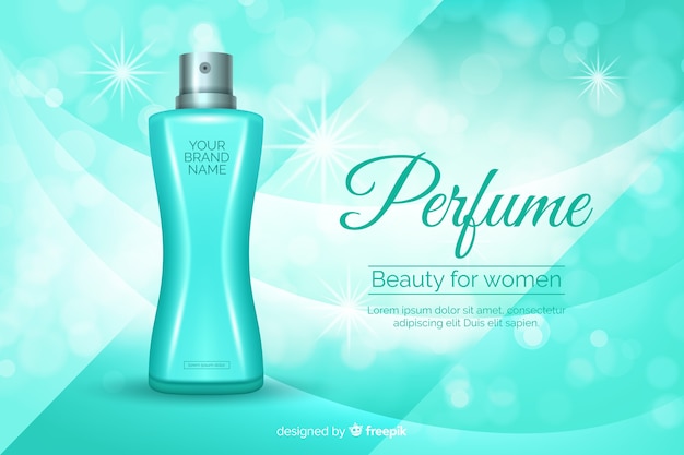 Parfüm-werbekonzept im realistischen stil