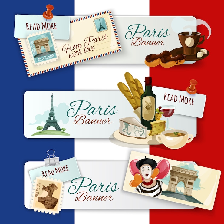 Kostenlose Vektor paris touristische banner