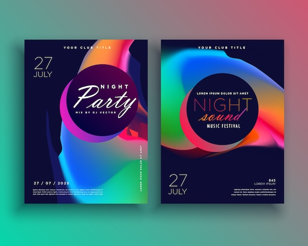 Party-flyer-template-design mit lebendigen farben abstrakte form