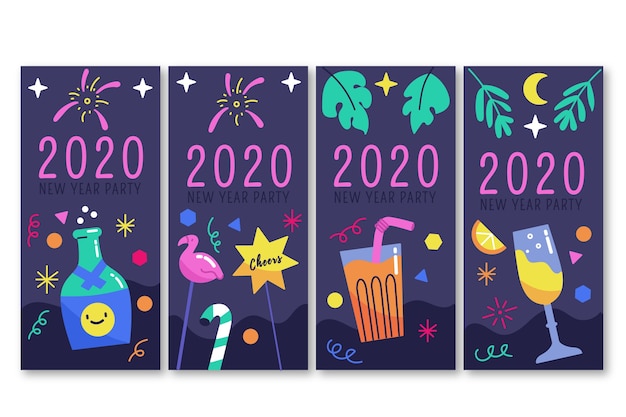 Party instagram geschichtenset des neuen jahres 2020