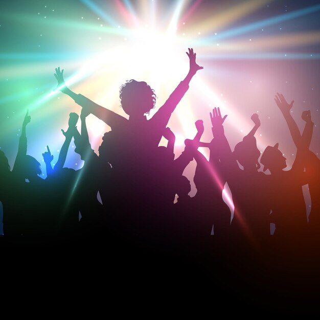 Party-People-Hintergrund mit Silhouette eines aufgeregten Publikums