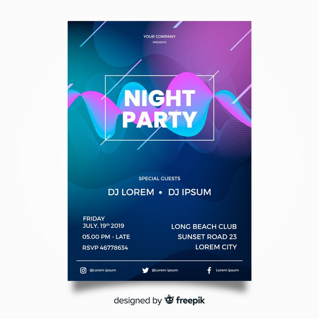 Party Plakat Vorlage mit abstrakten Formen