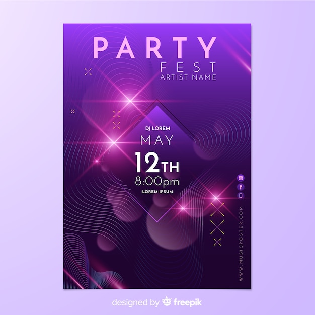 Party plakat vorlage mit abstrakten formen