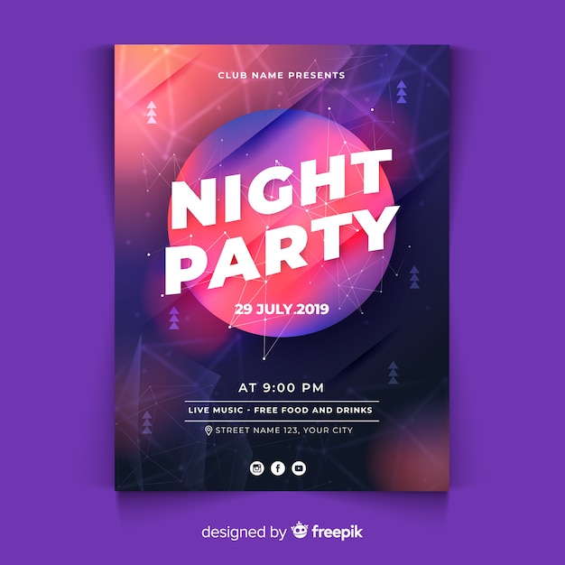 Party Plakat Vorlage mit abstrakten Formen