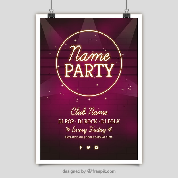 Party poster mit lichtdesign