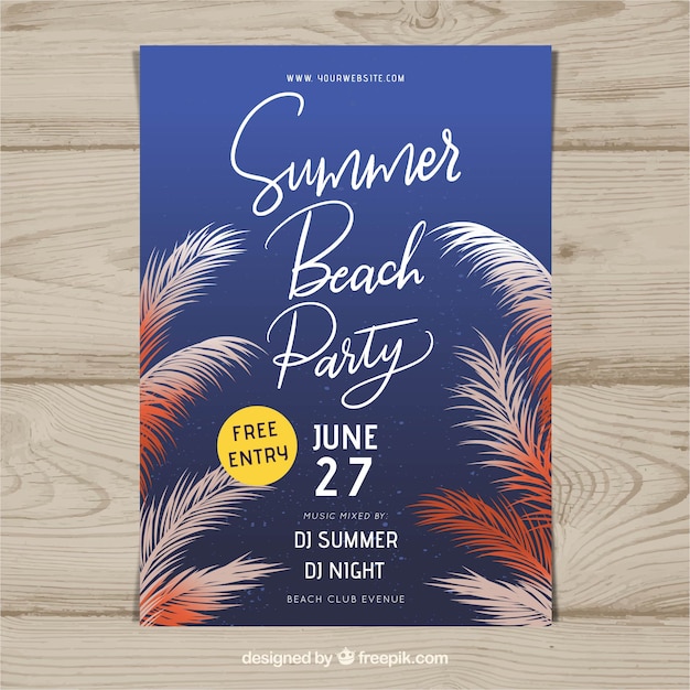 Party poster mit sommerpflanzen