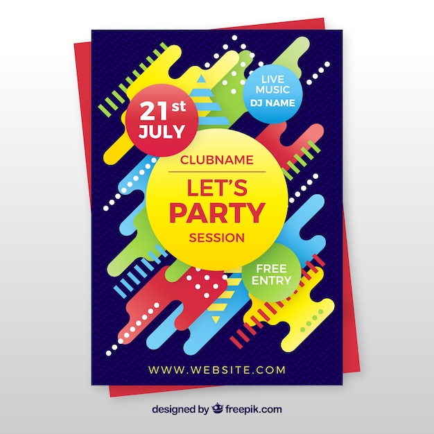 Kostenloser Vektor party poster vorlage mit abstrakten stil