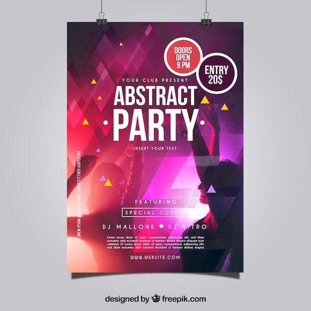 Party poster vorlage mit abstrakten stil