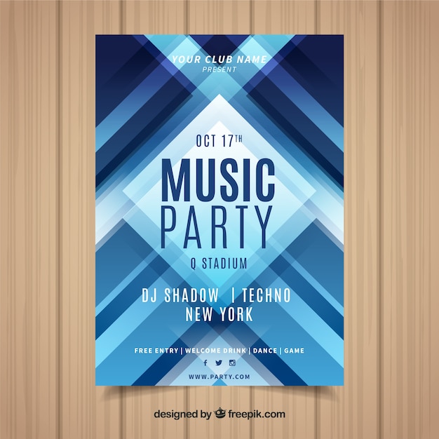 Party poster vorlage mit abstrakten stil