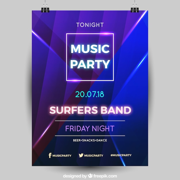 Partyplakat mit neonart