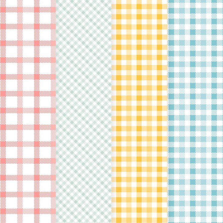 Kostenlose Vektor pastell gingham muster gesetzt