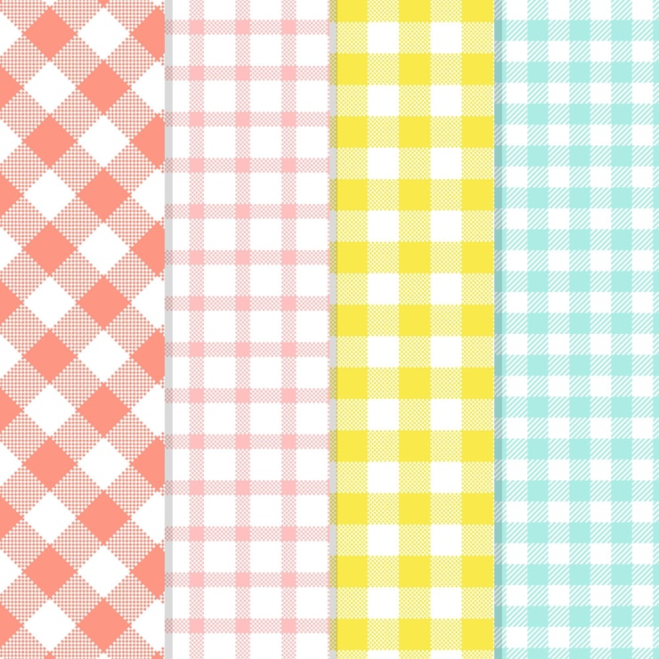 Kostenlose Vektor pastell gingham muster sammlung