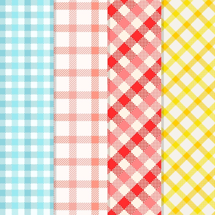 Kostenlose Vektor pastell gingham muster sammlung