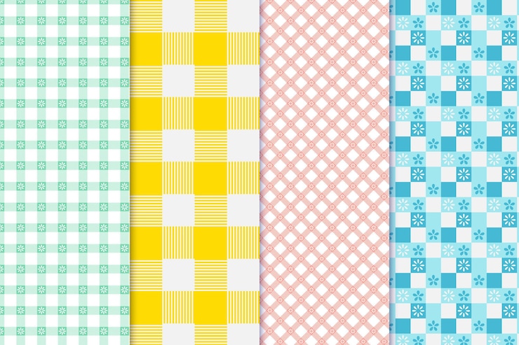 Kostenlose Vektor pastell gingham muster sammlung