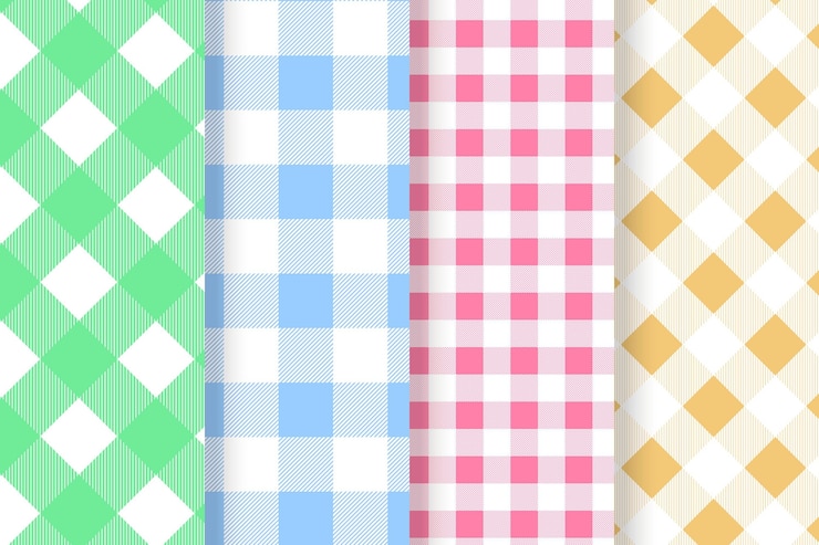 Kostenlose Vektor pastell gingham muster sammlung