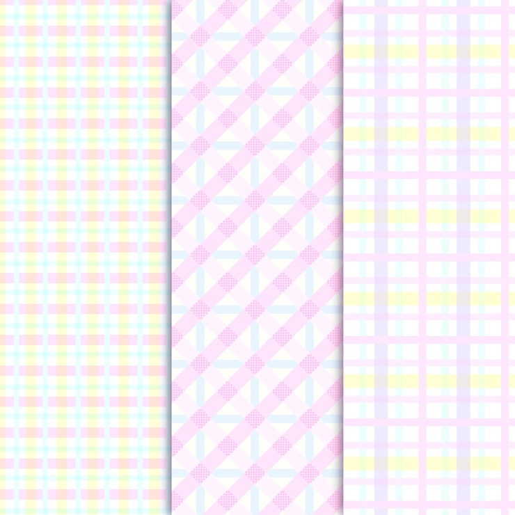 Kostenlose Vektor pastell gingham muster sammlung