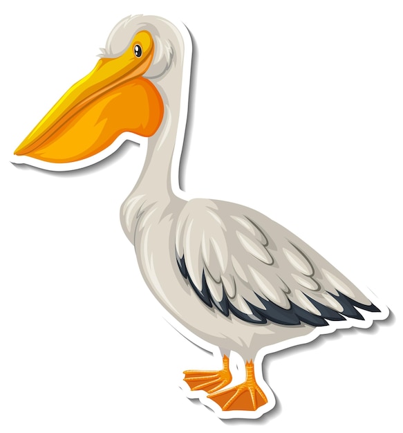 Kostenloser Vektor pelikan-vogel-cartoon-aufkleber