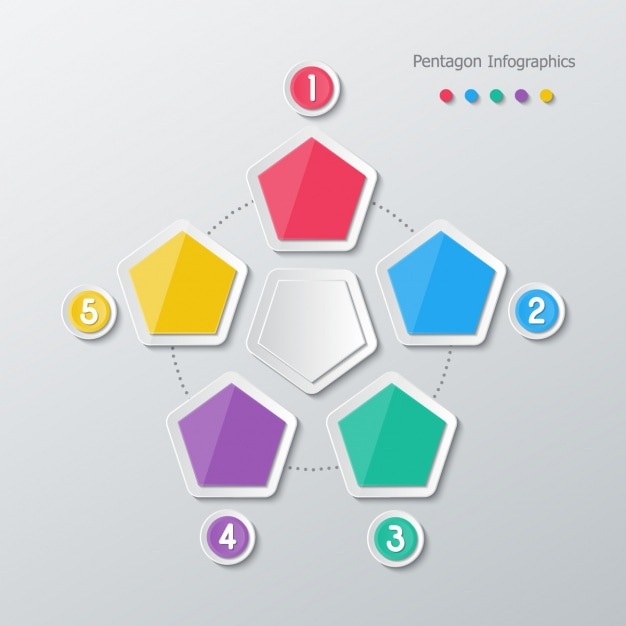 Kostenloser Vektor pentagons farben in einer infografik