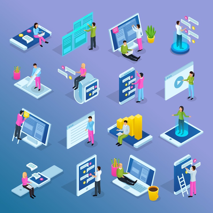Kostenlose Vektor people interfaces isometric set