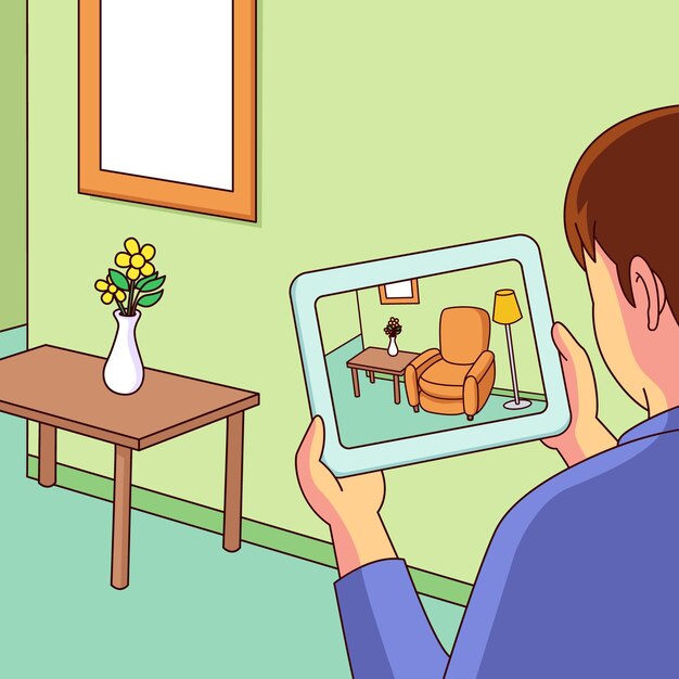 Person, die Augmented Reality auf Tablet verwendet