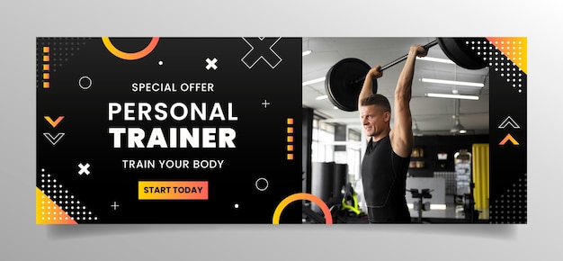 Personal Trainer Facebook-Cover mit Farbverlauf