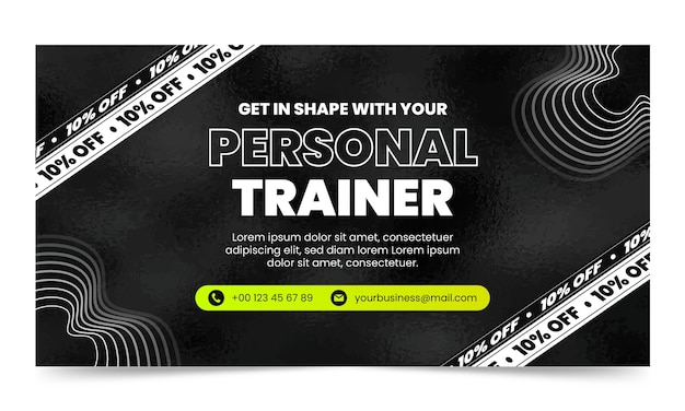 Personal trainer facebook-vorlage im flachen design