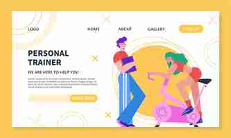 Kostenloser Vektor personal trainer-landingpage im flachen design